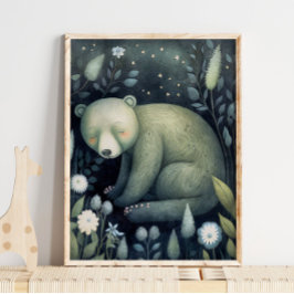 Mystic Woodland Sömnig Bear | Skriva ut på skårväg Poster