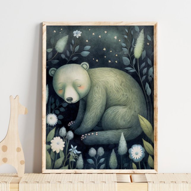 Mystic Woodland Sömnig Bear | Skriva ut på skårväg Poster (Skapare uppladdad)