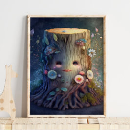 Mystic Woodland Träd Stump | Utskrift av vägg Poster
