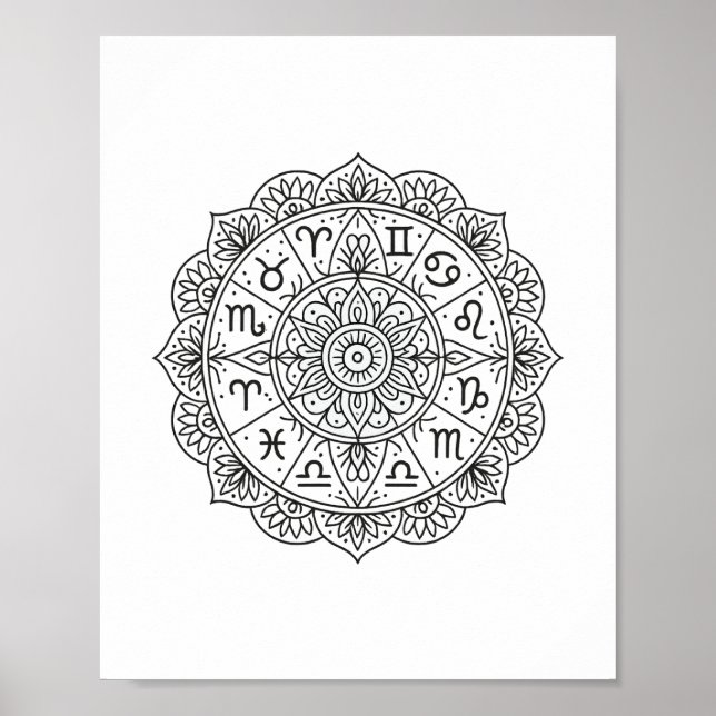 Mystic Zodiac Mandala Symmetry Poster (Framsidan)