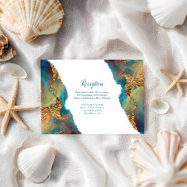 Mystical Abstrakt Teal Coral Guld Mottagning Tilläggskort