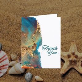 Mystical Abstrakt Teal Coral Guld Tack Kort