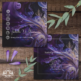 Mystical Amethyst Chakras Reiki Meditation Yoga Fyrkantigt Visitkort