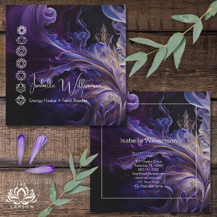 Mystical Amethyst Chakras Reiki Meditation Yoga Fyrkantigt Visitkort