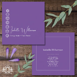 Mystical Amethyst Chakras Reiki Meditation Yoga Fyrkantigt Visitkort