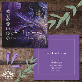 Mystical Amethyst Chakras Reiki Meditation Yoga Fyrkantigt Visitkort