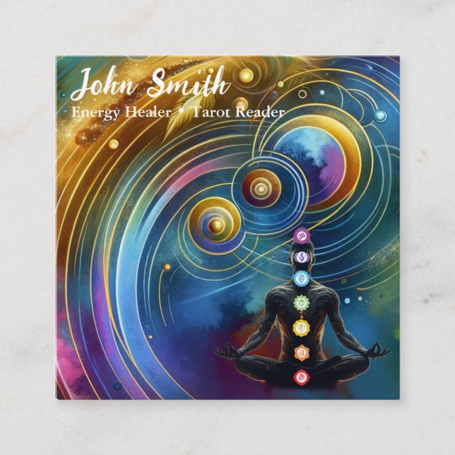 Mystical Amethyst Chakras Reiki Meditation Yoga Fyrkantigt Visitkort (Framsida)