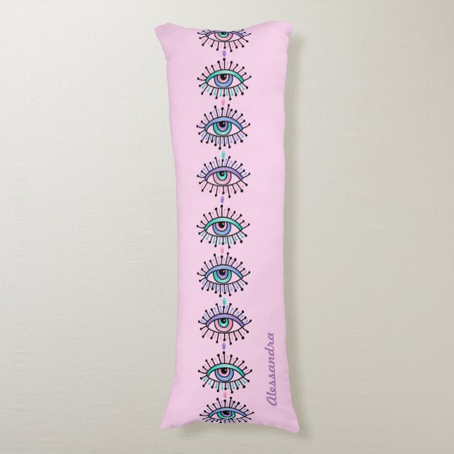 Mystical Andlig Öga dubbelsidig Rosa och blå  Kroppskudde (Framsidan Vertikal)