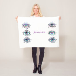 Mystical Andlig Öga White Fleecefilt