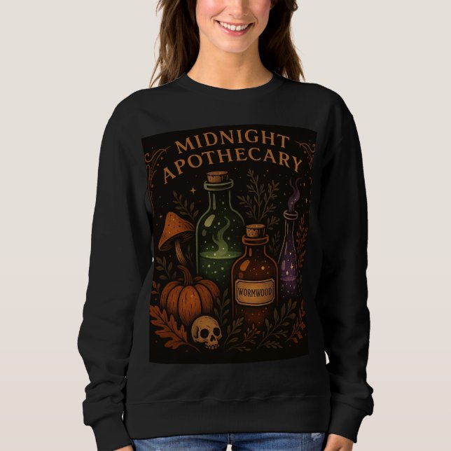 Mystical Apothecary Sweater - Witchy Gothic Fall T Shirt (Framsida)