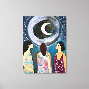 Mystical Art Kvinnor som Tittar i Måne Canvastryck
