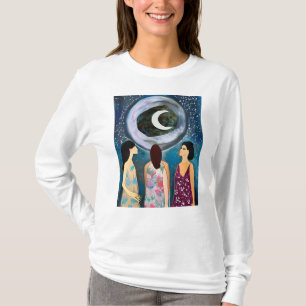 Mystical Art Kvinnor som Tittar i Måne T Shirt