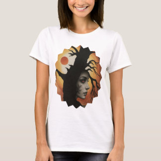 Mystical Autumn Träd Woman - Fantasy T-Shirt