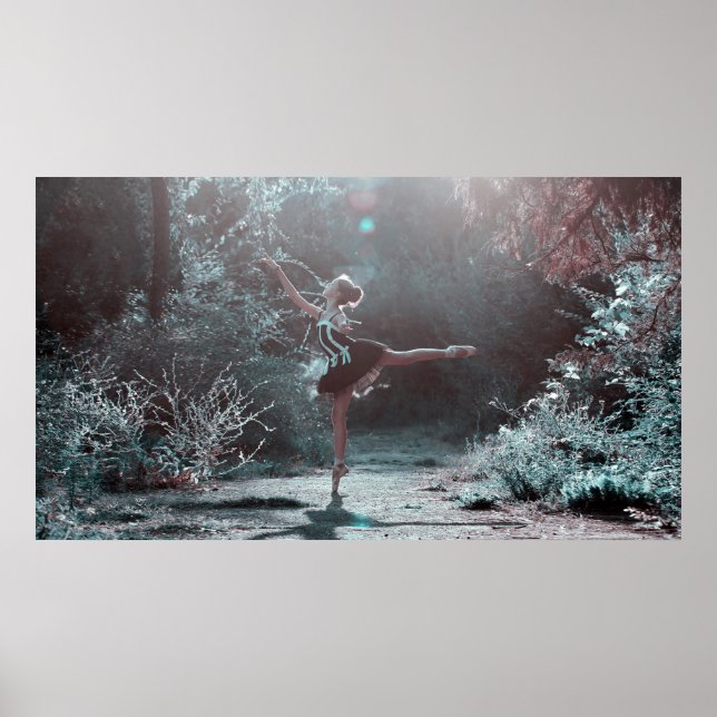 Mystical Ballet Dancer i Frosted Skogen Poster (Framsidan)