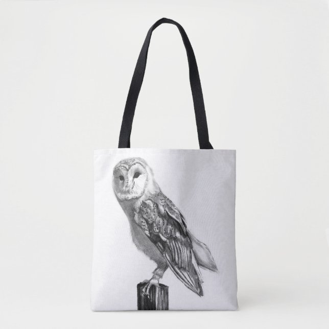 Mystical barn owl pencil drawing" tygkasse (Framsida)