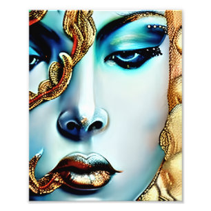 Mystical Beauty Golden Goddess Ai Art Fototryck