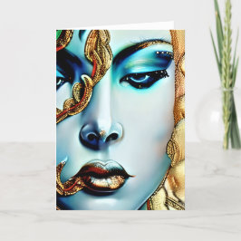 Mystical Beauty Golden Goddess Ai Art Helgkort