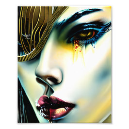 Mystical Beauty Golden Vampire Goddess Fototryck
