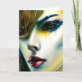 Mystical Beauty Golden Vampire Goddess Helgkort