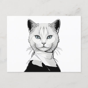 Mystical Black and White Cat of Salem Helg Vykort