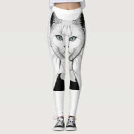 Mystical Black and White Cat of Salem Leggings