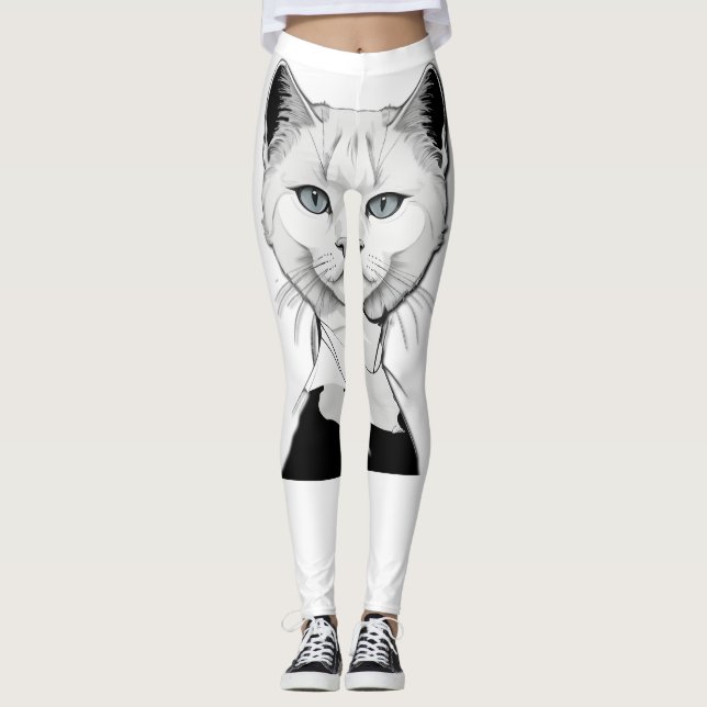 Mystical Black and White Cat of Salem Leggings (Framsida)