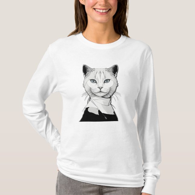 Mystical Black and White Cat of Salem T Shirt (Framsida)