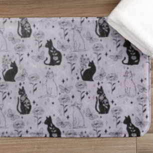 Mystical Black Cat and Butterfly Mönster Witchy Badrumsmatta