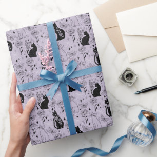 Mystical Black Cat and Butterfly Mönster Witchy Presentpapper