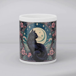 Mystical Black Cat Art Nouveau Mugg
