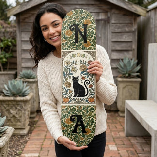 Mystical Black Cat Botanicals Månfas Monogram Mini Skateboard Bräda 18,5 Cm