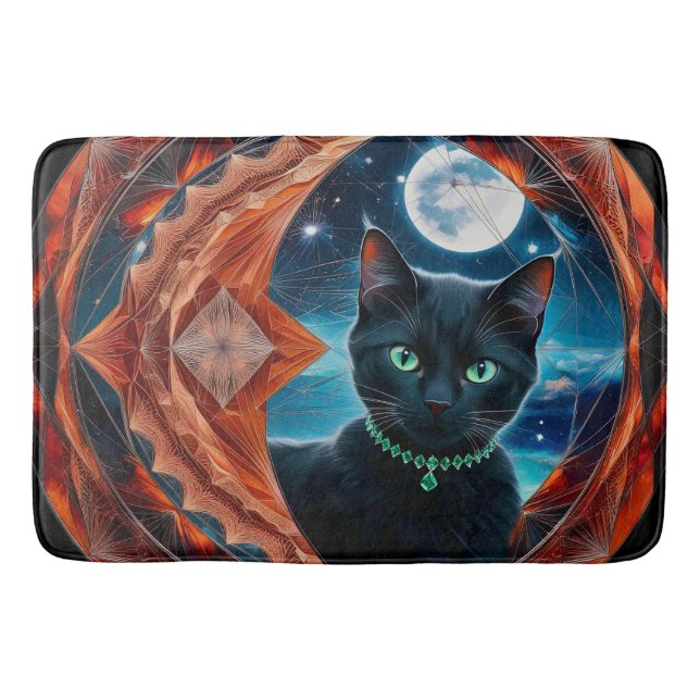 Mystical Black Cat Celestial Mandala Badrumsmatta (Framsidan)