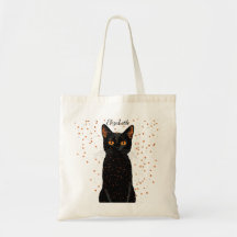 Mystical Black Cat med Orange Ögon och Glitter
