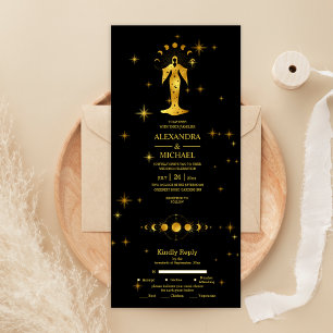 Mystical Black Guld Celestial Stars Bröllop