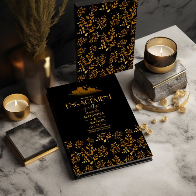 Mystical Black Guld Clouds Måne Förlovning Inbjudningar (Skapare uppladdad)