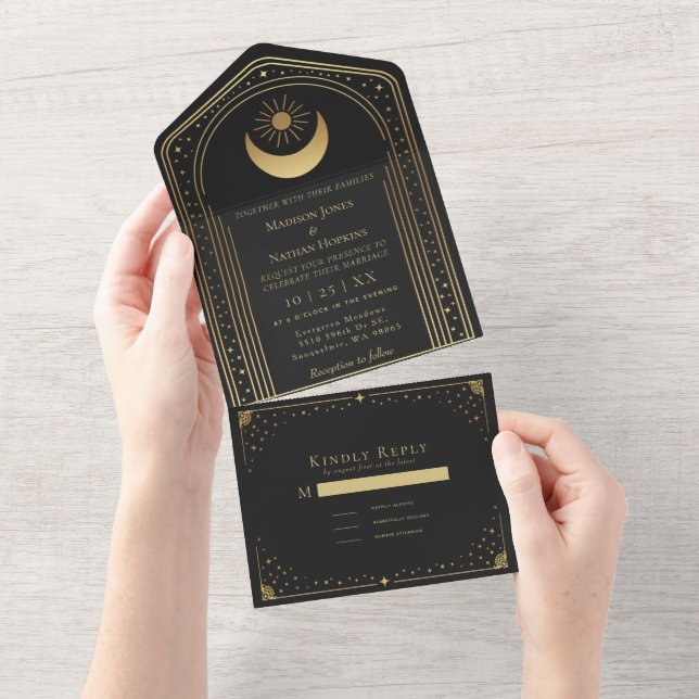 Mystical Black Guld Tarot Card Bröllop (Tearaway)