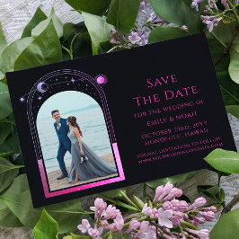 Mystical Black Lila Sol Måne Stjärastronomi Spara Datumet