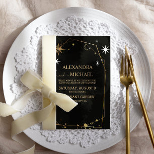 Mystical Black och Guld Tarot Bröllop Inbjudningar