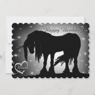 Mystical Black Unicorn Birthday (Hazy Måne) Kort
