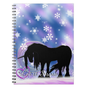Mystical Black Unicorn (Låt det snöa) Anteckningsbok Med Spiral