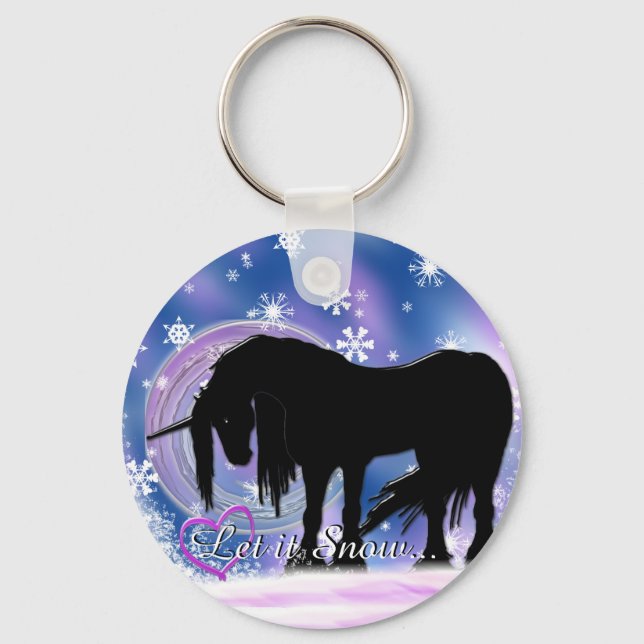 Mystical Black Unicorn (Låt det snöa) Nyckelring (Framsida)