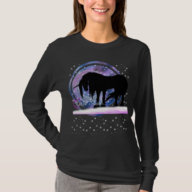 Mystical Black Unicorn (Låt det snöa) T-shirt (Framsida)