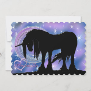 Mystical Black Unicorn (Lila/blå oskärpa) Kort