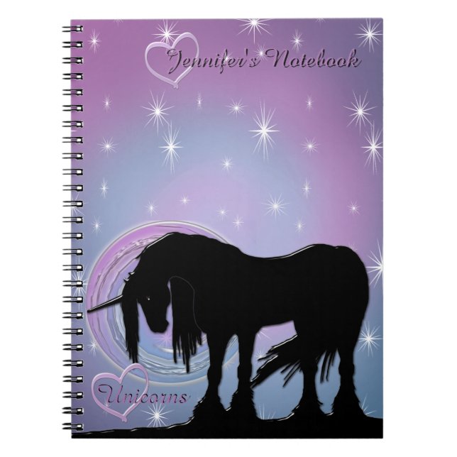 Mystical Black Unicorn (Pastel Swirl) Anteckningsbok (Framsidan)