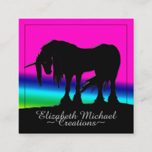 Mystical Black Unicorn (regnbåge) Fyrkantigt Visitkort