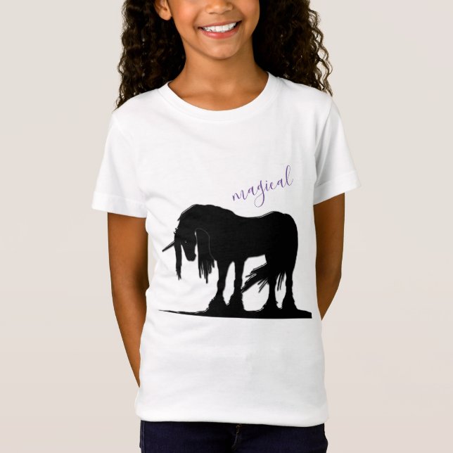 Mystical Black Unicorn T-Shirt (Magic) (Framsida)