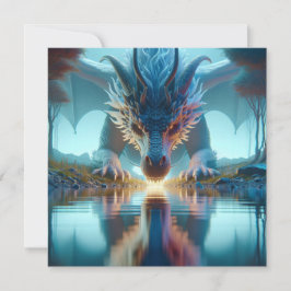 Mystical Blue Dragon Tittar vid reflektion i vått 