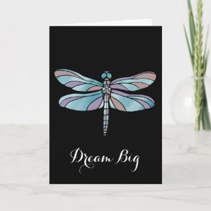 Mystical Blue Dragonfly Dream Big Kort