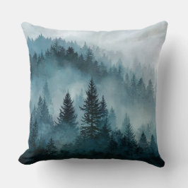 Mystical Blue Forest Serenity Pillow Kudde