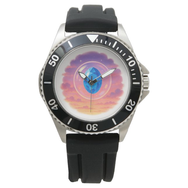 Mystical Blue Gem Sunset – Spiritual Watch Design Armbandsur (Framsida)